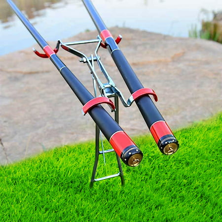 Adjustable Dual Pole Rod Stand Holder Bracket Rack Fishing Tackle Support Tool